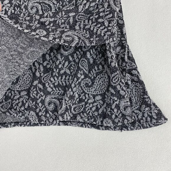Lucky Brand Womens XL Black Gray Cold Shoulder Paisley Top Boho Flowy Romantic - Picture 15 of 16